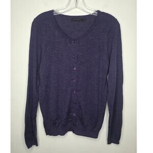 The Limited dark purple wool blend long sleeve cardigan sweater - XL